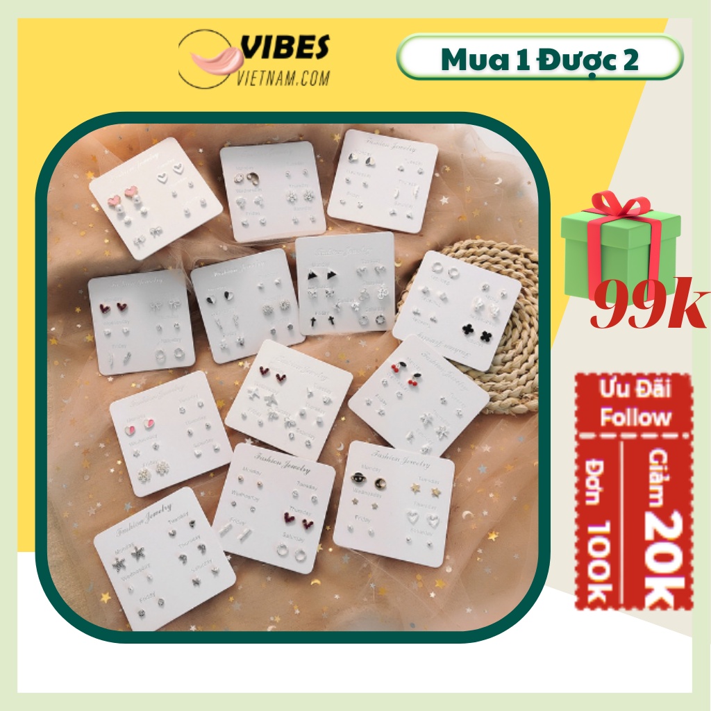 Set Khuyên Tai #KTNT03 Bông Tai Nữ Mạ Vàng Phong Cách Hàn Quốc Khuyên Tai Tròn, Dài Thiết Kế Đẹp Vintage vibesvietnam