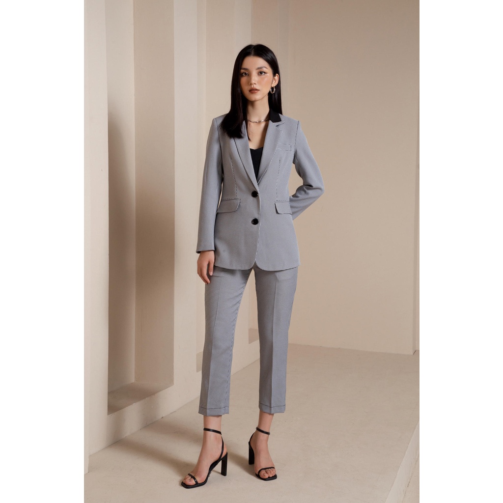 Set vest blazer nữ Houndi Maiimer kẻ xám | BigBuy360 - bigbuy360.vn