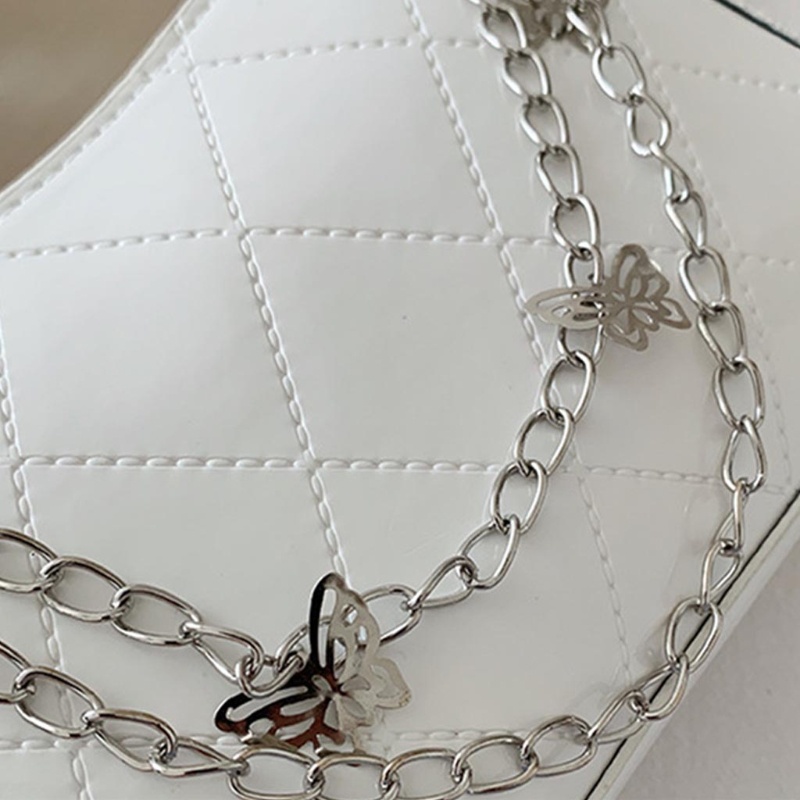 Túi Da PU Đeo Chéo Họa Tiết Bươm Bướm Phối Dây Xích Thời Trang Cho Nữ