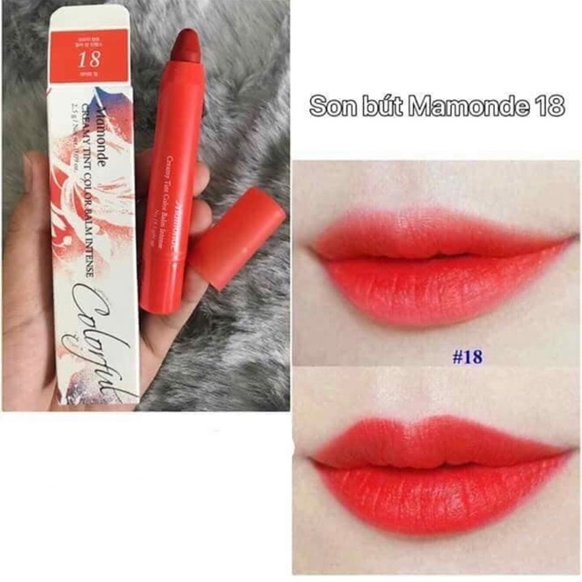 Son bút chì Mamonde màu 18: Đỏ cam