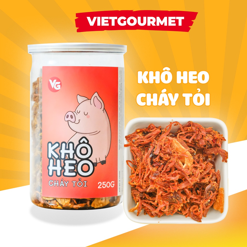 Khô heo cháy tỏi hàng xuất khẩu VIETGOURMET/ Thịt lợn khô thơm cay giòn vị tỏi/ Ăn vặt Hà Nội AN TOÀN VỆ SINH THỰC PHẨM