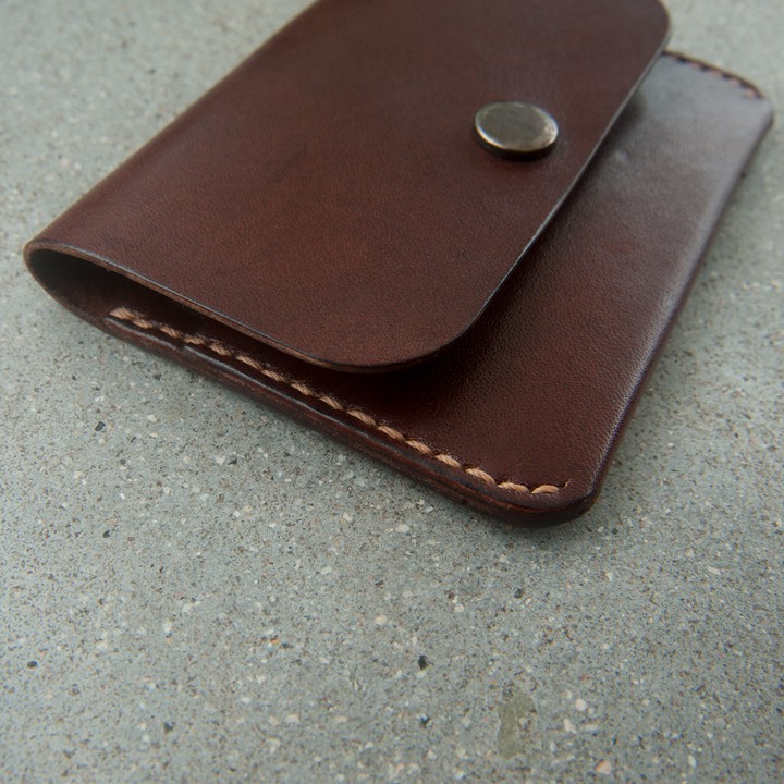 Ví da nữ mini màu nâu - Da bò thật - Đồ da Handmade Mino Crafts