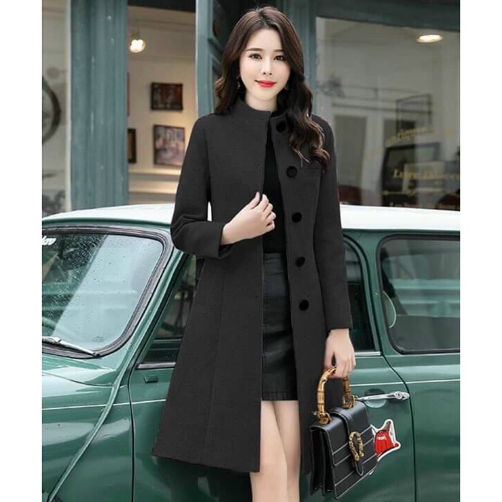 Áo Khoác Dạ Phom Dài Cô Trụ Phối Nút Quý Cô Cực Ấm BY4473