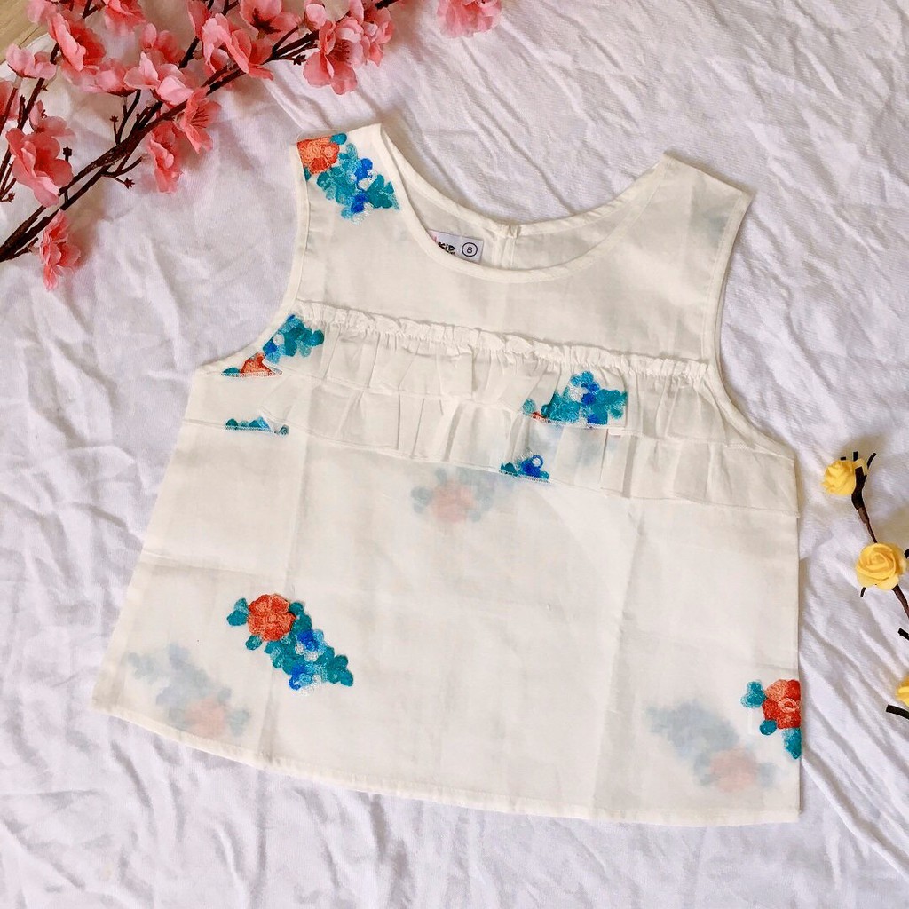 Áo Kiểu Bé Gái Sát Nách Thêu Hoa Vải Cotton mềm mịn AA014 Trang 25 Kids