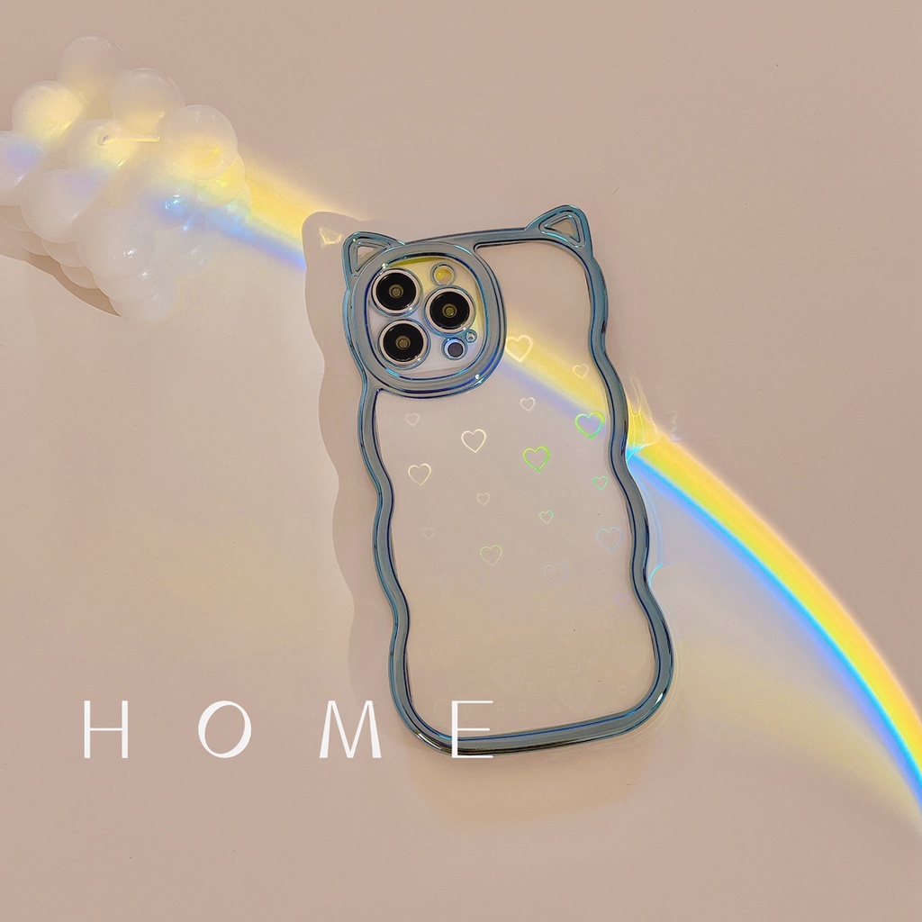 Ốp Điện Thoại Trong Suốt Họa Tiết Tai Mèo Mạ Điện Cho iphone 13 pro max 12 pro max love 11 pro max xs Mềm