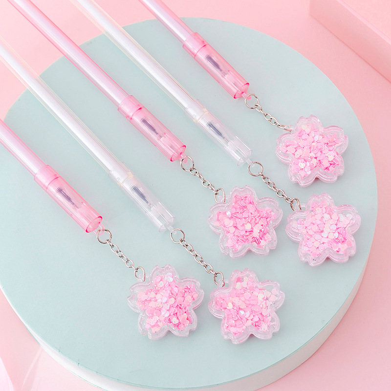 Bút Mực Gel Kim Tuyến Nước Với Móc Gắn Hình Hoa Anh Đào Xinh Xắn Dành Cho Nữ Sinh