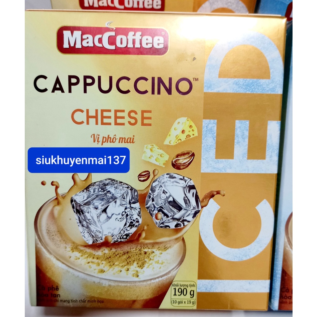 MACCOFFEE cappuccino, 190gr( 10gói) truyền thống và phô mai, 3.2023