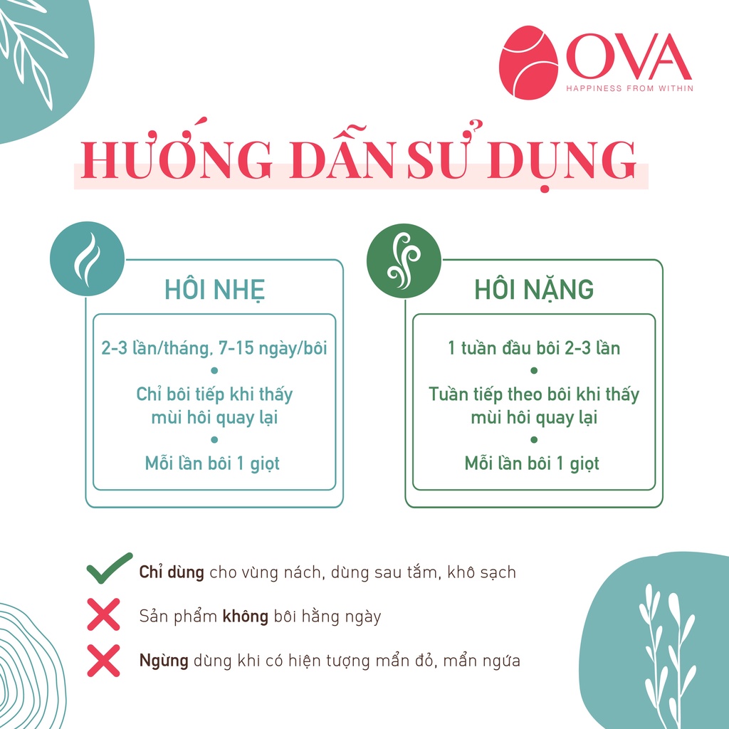 Serum khử mùi hôi nách Ova DeoX, ức chế tiết mồ hôi, kháng khuẩn khử mùi hôi chân, làm sáng da vùng nách an toàn 5ml