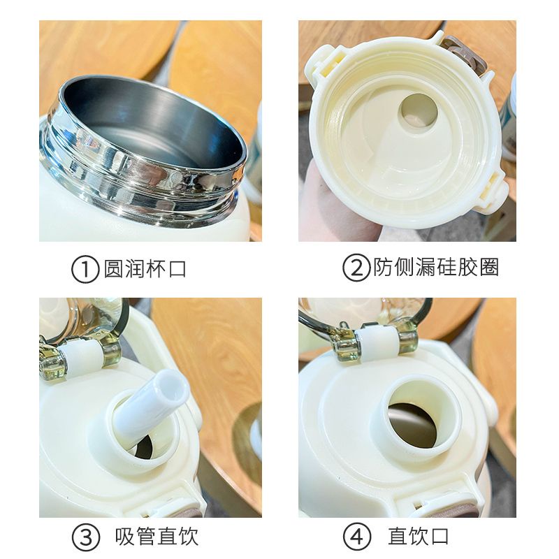 Bình Nước Giữ Nhiệt Dung Tích Lớn Bằng Thép Không Gỉ Có Ống Hút Thể Thao Cho Học Sinh