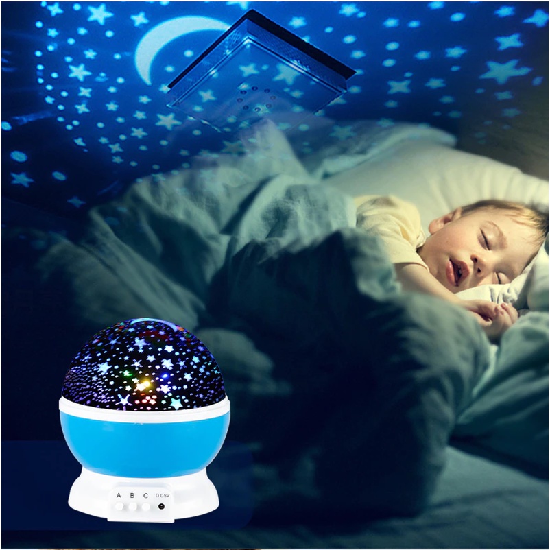Đèn Led Chiếu Sao Star Master Tự Xoay 360 - Đèn Ngủ Chiếu Sao Lung Linh Xoay 360 Độ - Tặng Kèm 1 Vỉ Pin