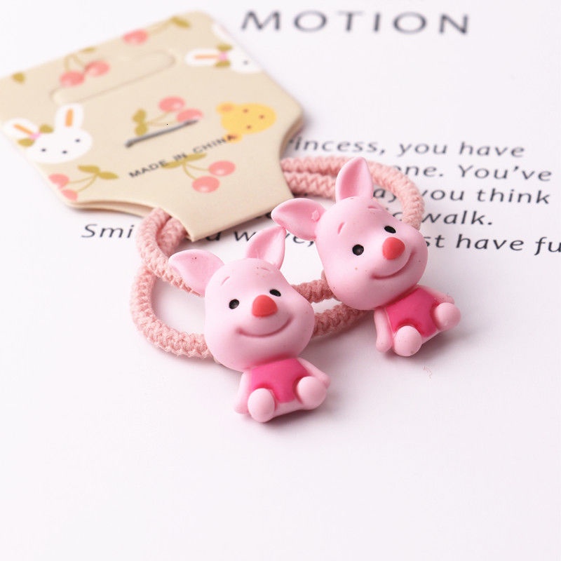 Set 2 dây cột tóc co giãn trang trí hình hoạt hình dễ thương cho bé gái