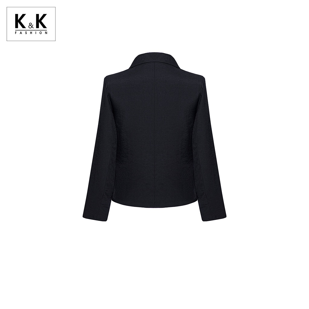 Áo Khoác Blazer 2 Lớp Túi Mổ K&amp;K Fashion AK10-19 Màu Đen Dài Chất Liệu Đũi
