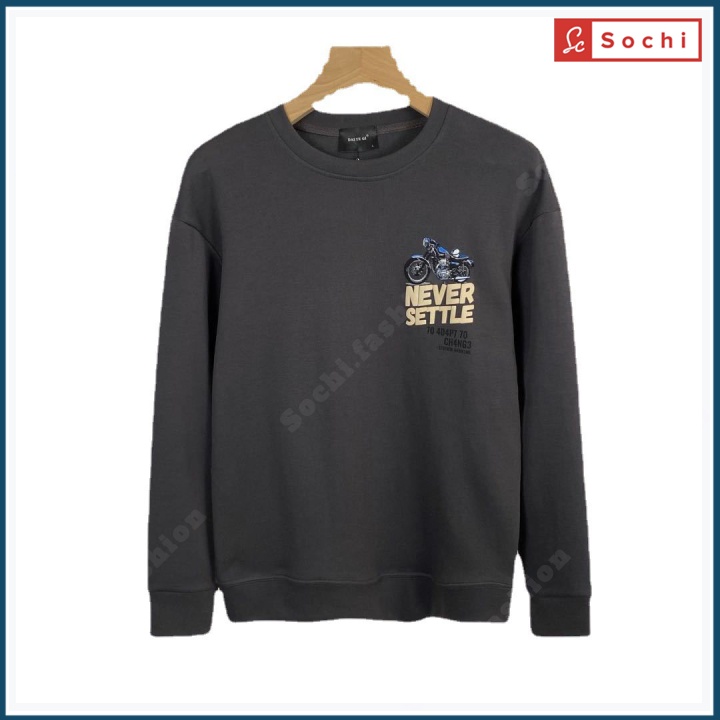Áo nỉ sweater unisex, áo nam tay dài cổ tròn dáng rộng mềm mịn in Xe Máy mã SW60.2