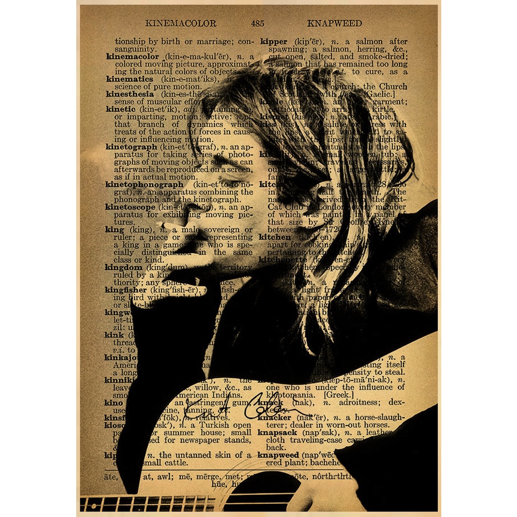 Tranh Treo Tường Trang Trí In Hình Ca Sĩ Kurt Cobain Phong Cách Retro