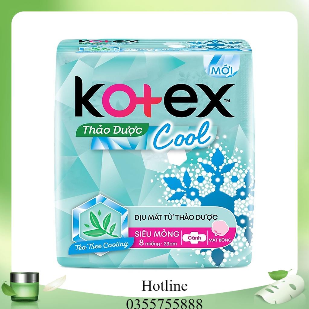 Lốc 8 gói BVS Kotex Max Cool  Siêu Mềm Cánh 23cm - 8 miếng