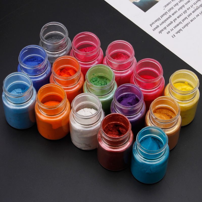 ✿ AUTU 15 Colors Mica Powder Jelwelry DIY Epoxy Resin Dye Pearl Pigment Natural Mica Mineral Powder