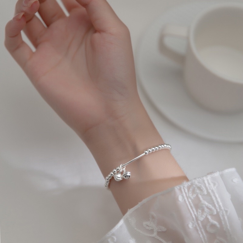 [S925] Vòng tay bạc mix charm chuông (Lắc tay bạc) - MH823