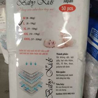 100 BỈM TÃ QUẦN TRẦN NHẬT BABY KIDS LOẠI A SIZE M- L-XL- XXL-XXXL