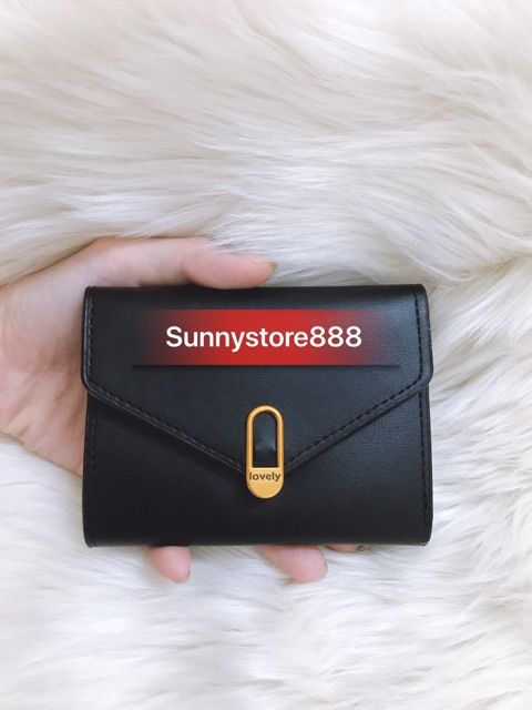 Sẵn ví da trơn khoá vàng v01 ảnh thật cuối