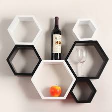 Set Kệ treo tường 6 hình lục giác cao cấp cạnh  20-15-10