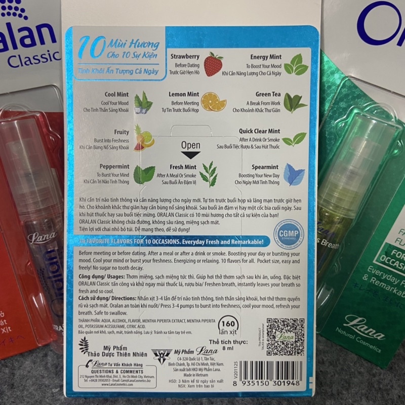 Xịt thơm miệng Lana Oralan Classic 8ml