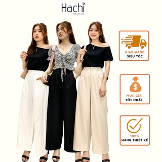 Quần Cullots Nữ Lưng Cao, Quần Ống Suông Nữ Lưng Cao Khóa Trước Hàng Thiết Kế Hachidesigns