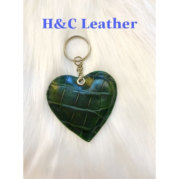 Móc khóa trái tim da cá sấu thật 100% size trung