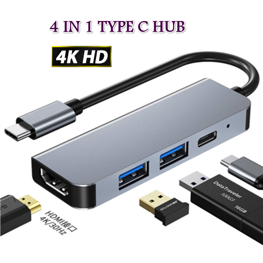Bộ Chia Cổng Usb Type C 4 / 5 / 6 Trong 1 Otg Usb 3.0 HDMI-Tf Cho Macbook Laptop