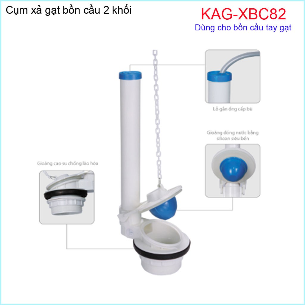 Cụm xả bồn cầu gạt Thiên Thanh KAG-XBC82, xả bàn cầu gạt 2 khối, cụm xả gạt bệt 2 khối xả nước nhanh sử dụng tốt