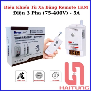 Công Tắc Điều Khiển Từ Xa 1Km Honest HT9380KG-1, Nguồn 75V - 380V, 5A, Xài điện 3 pha, không cần nguồn mát.