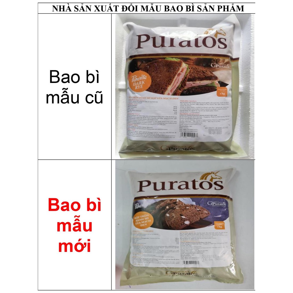 [Túi 1 Kg – DARK RYE] BỘT BÁNH MÌ HẠT LÚA MẠCH ĐEN [VN] PURATOS Bread Flour Puravita (prt-hk5)