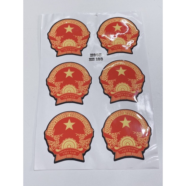 Decal tem nổi dán xe hình logo Đảng nhà nước, ngôi sao vàng, tem cao cấp dán mũ bảo hiểm chống thấm nước, chống bay màu