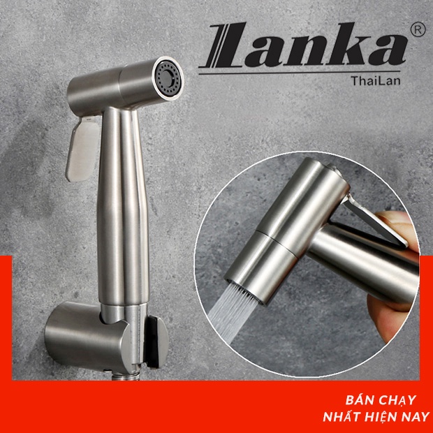 Vòi xịt vệ sinh inox 304 kèm dây và đế cài - Vòi xịt bồn cầu inox SUS 304 cao cấp