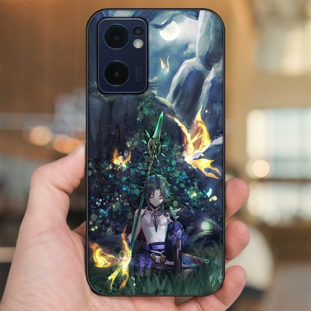 Ốp lưng Oppo Reno 7 5G viền đen in hình Xiao Genshin Impact