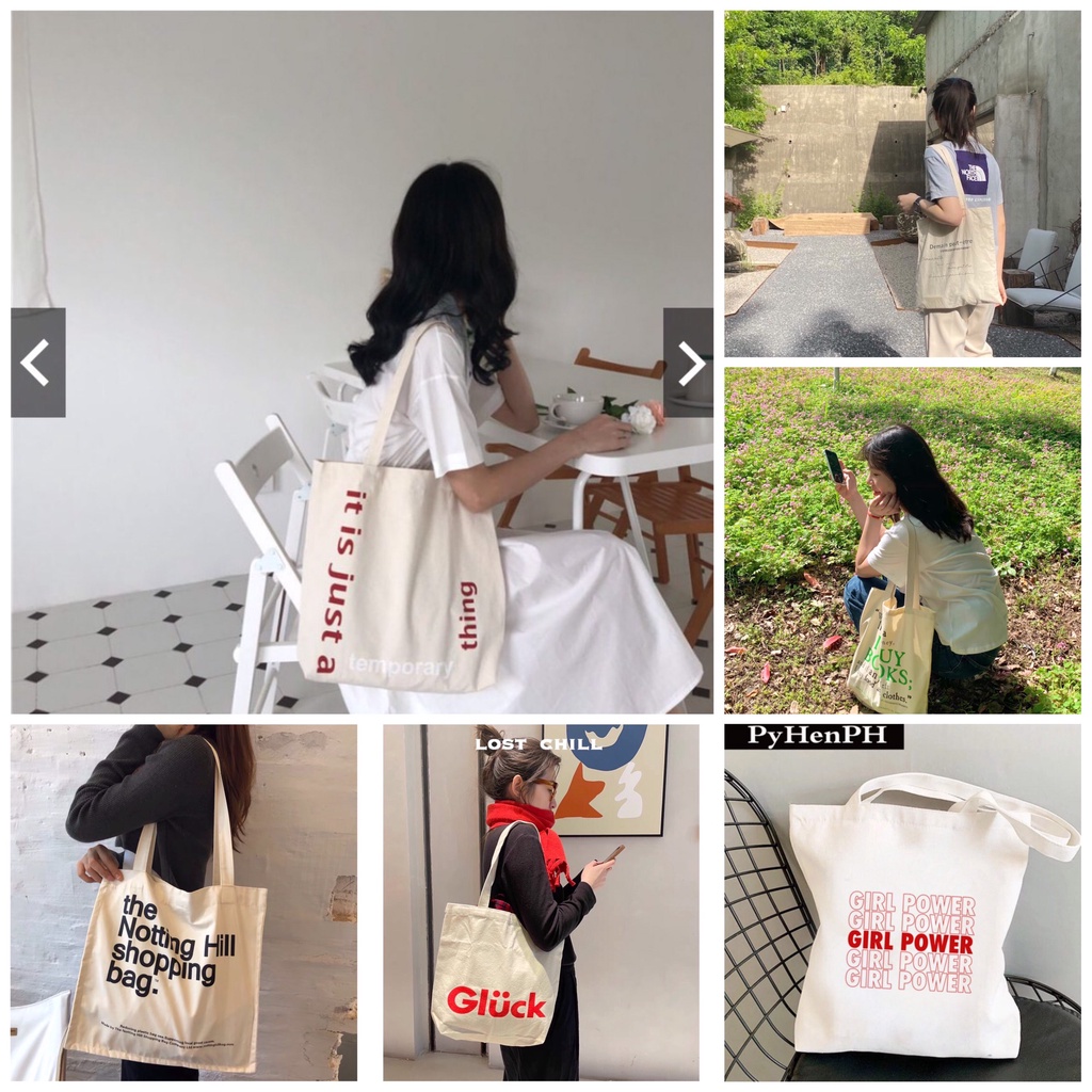 Túi tote túi vải bố canvas phong cách Hàn quốc, có khóa miệng ngăn phụ bên trong tiện dụng