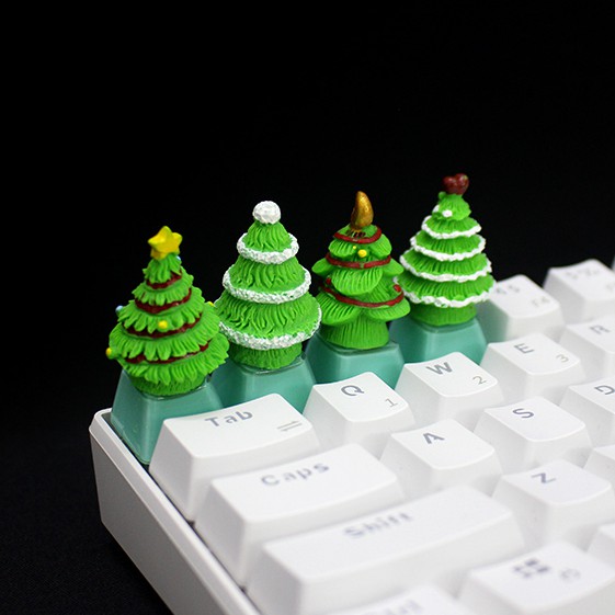 Keycap lẻ hình cây thông noel hộp quà và bánh kem siêu dễ thương( Keycap Artisan )