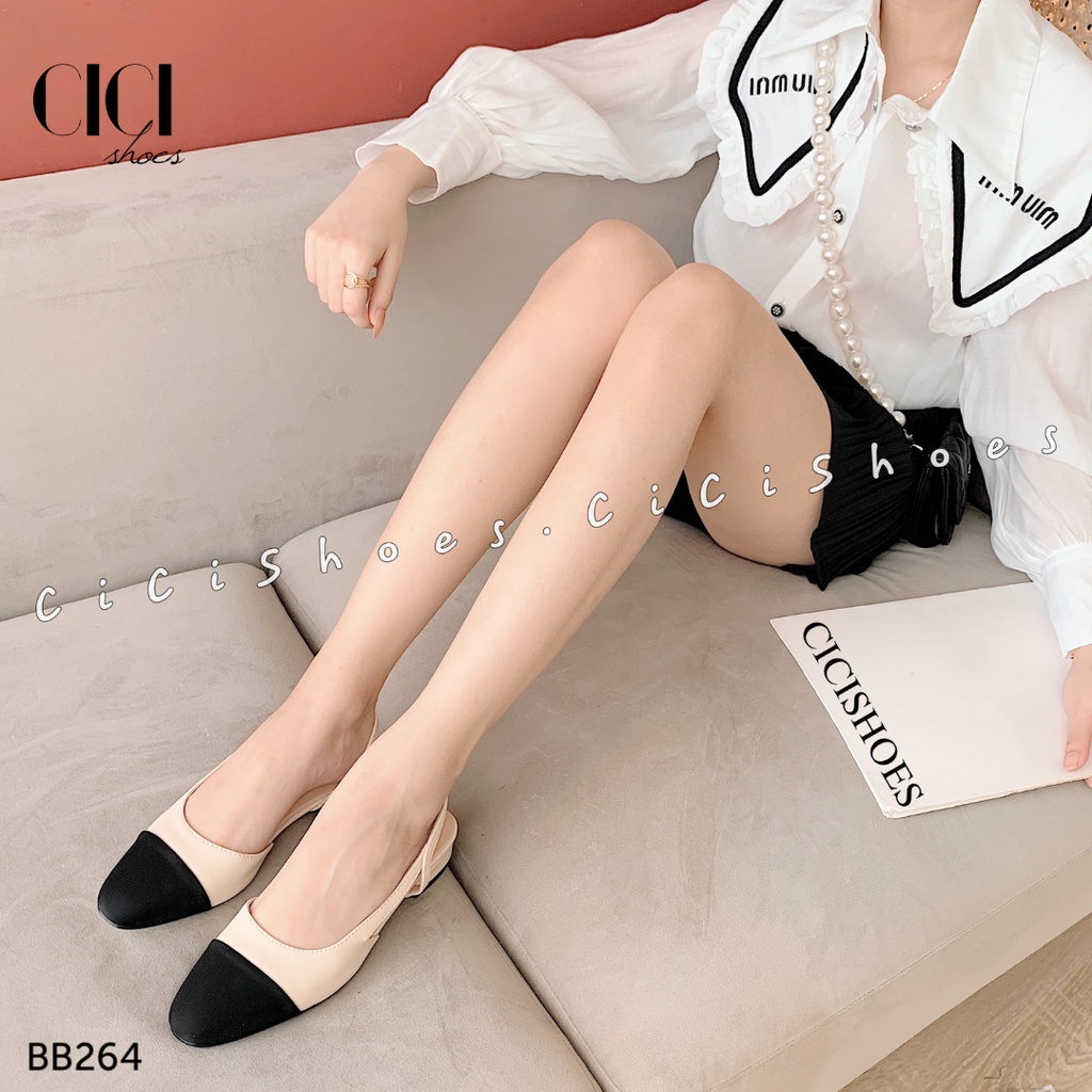 Giày bệt nữ CiCi Shoes rẻ mũi captoe quai đan hông GV 1p - BB264