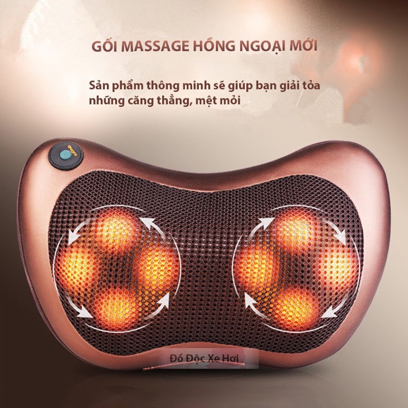 Gối Massage Hồng Ngoại 8 Bi Cao Cấp, Máy Mát Xa Cổ, Vai Gáy Toàn Thân, Tự Động Đảo Chiều, Bảo Hành 12 tháng