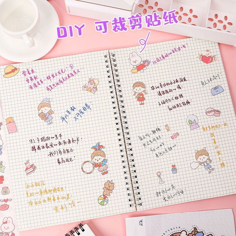 Set 4 Sticker cute nhãn dán dễ thương chủ đề cô gái đơn giản A-55