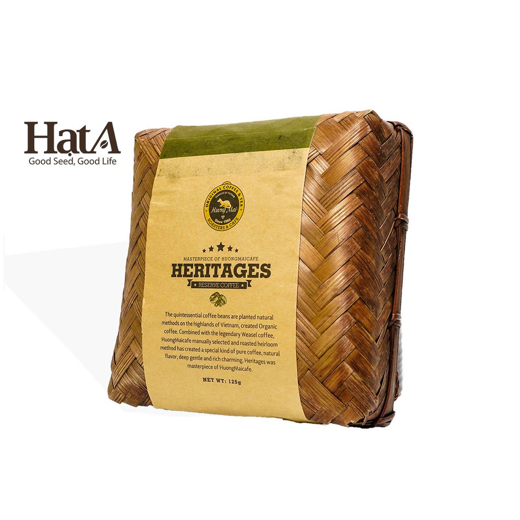 Cà phê Hương Mai Cafe Heritages Bamboo Box 125gr - đựng trong khay tre