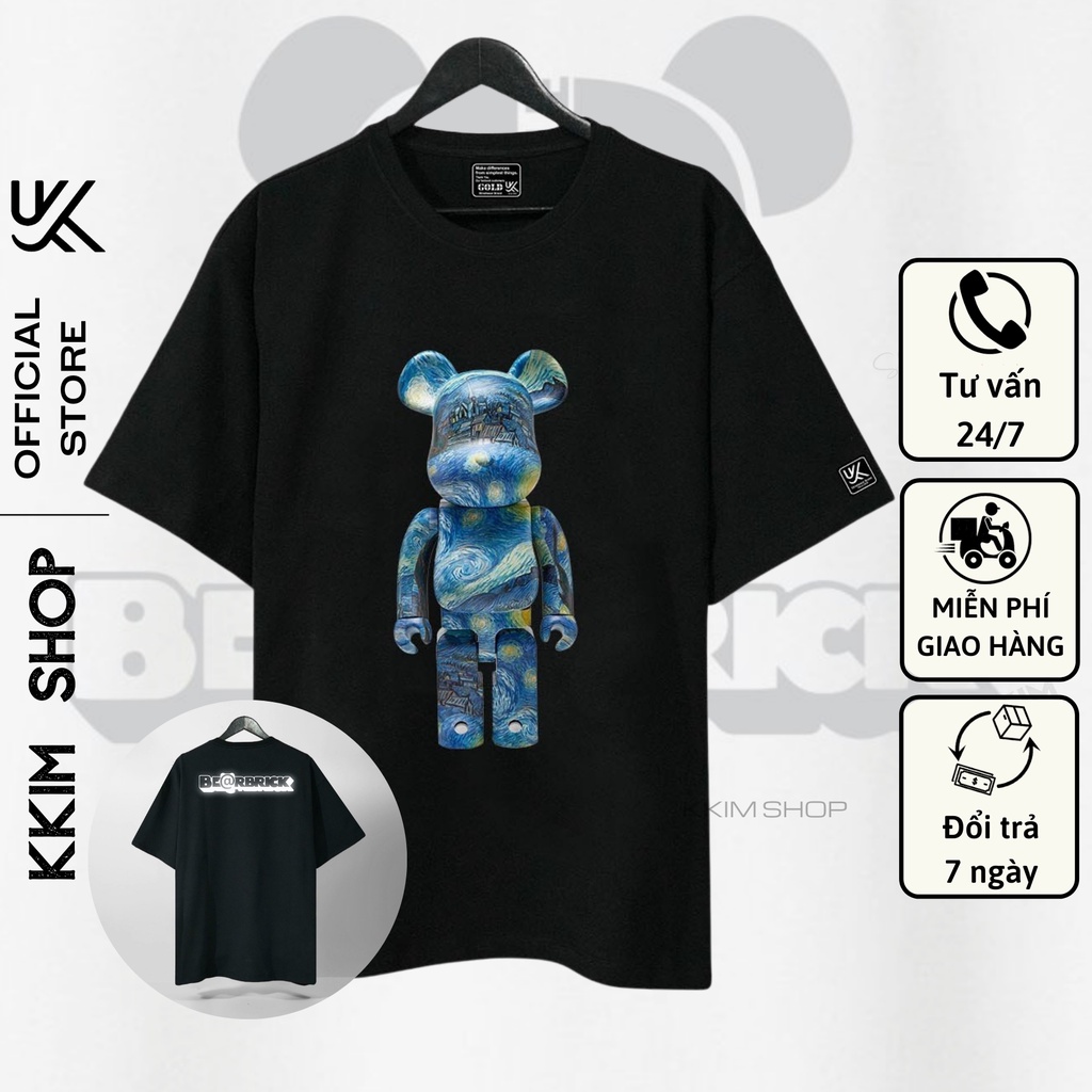 Áo Thun Tay Lỡ BearBrick, Áo phông unisex Form rộng Oversize, chất liệu Cotton. KKIMSHOP