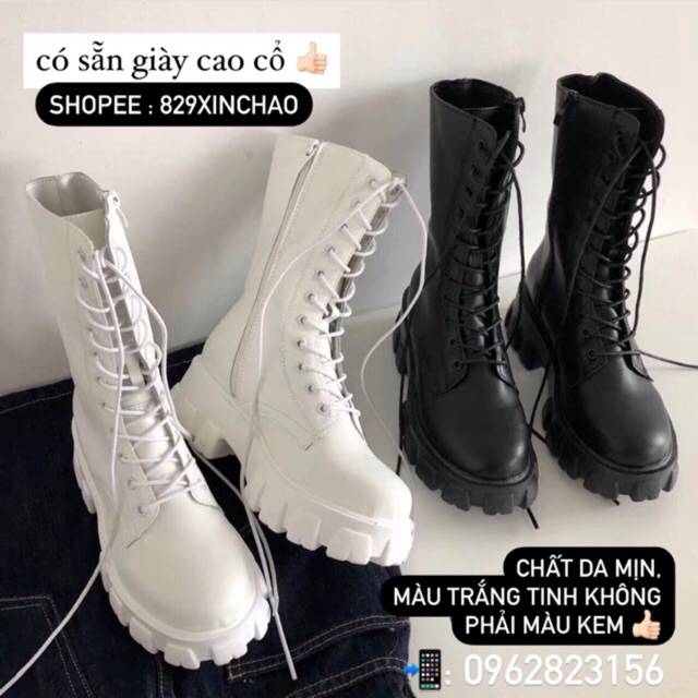 sẵn. Giày cao cổ  độn đế khủng, bốt martin🤩 giày tăg chiều cao \ boot da trắng | BigBuy360 - bigbuy360.vn