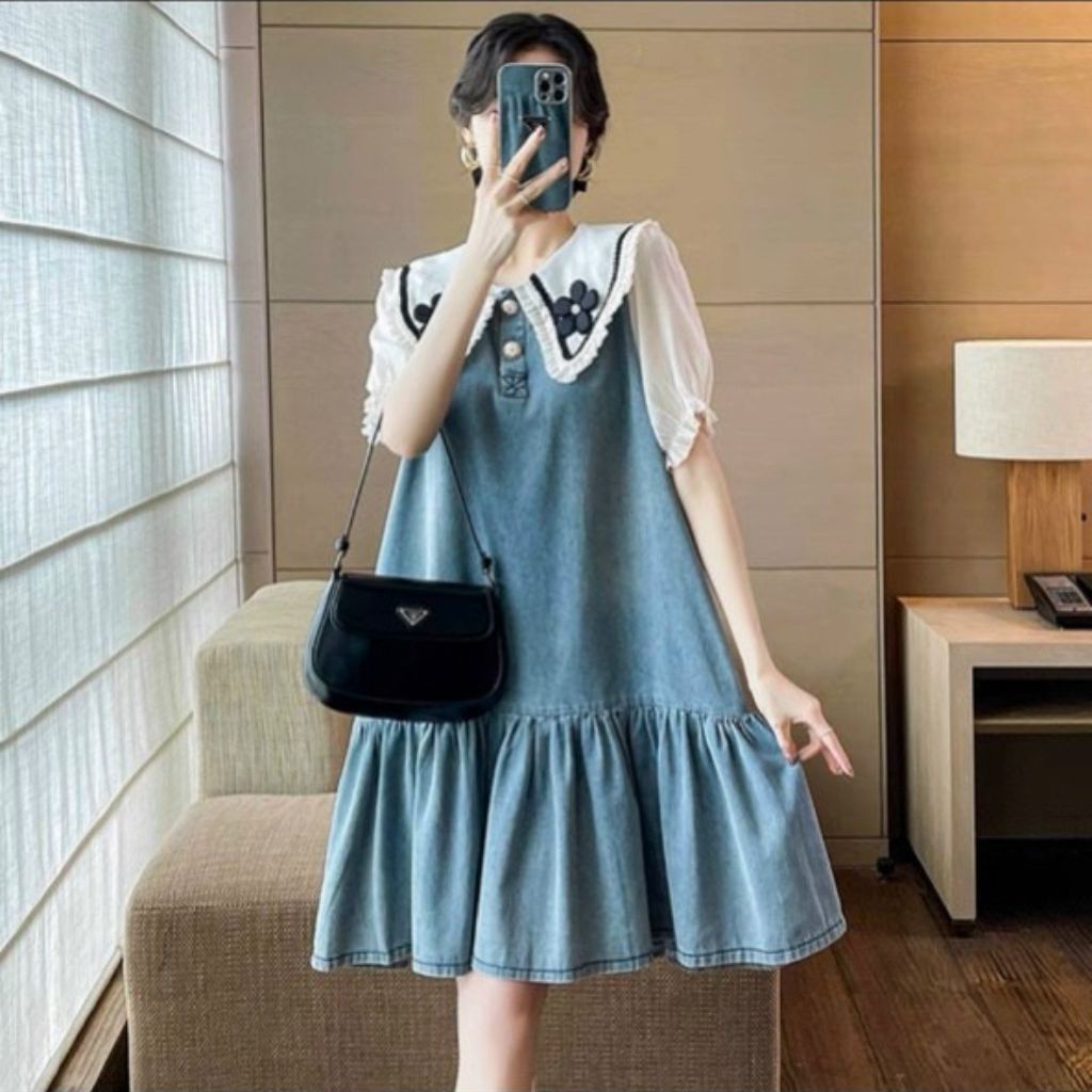 Đầm Bầu Váy Bầu Giả Bò Cổ Sen Thời Trang Công Sở Xinh Xắn M582 Mom and Baby