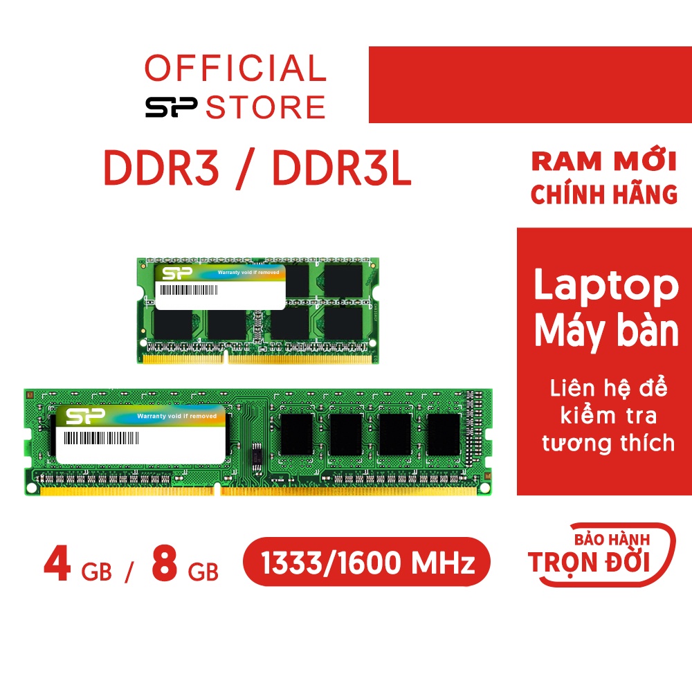 Ram Laptop/Máy tính DDR3L/DDR3 Silicon Power 4GB/8GB 1333Mhz/1600Mhz