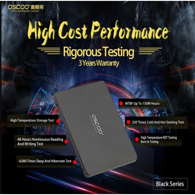 Ổ cứng SSD OSCOO 120GB SATA III 2.5-inch - tốc độ đọc 520MB/s (Đen)