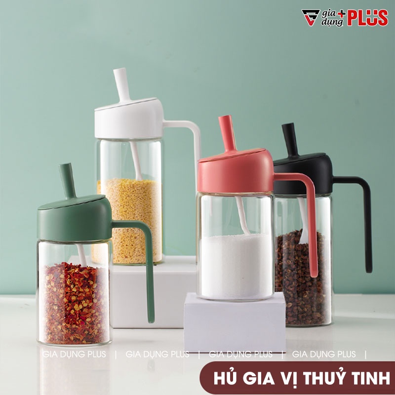 Lọ Đựng Gia Vị Thuỷ Tinh Borosilicate Muỗng Nắp Thông Minh | Mẫu Mới Nhất 2022