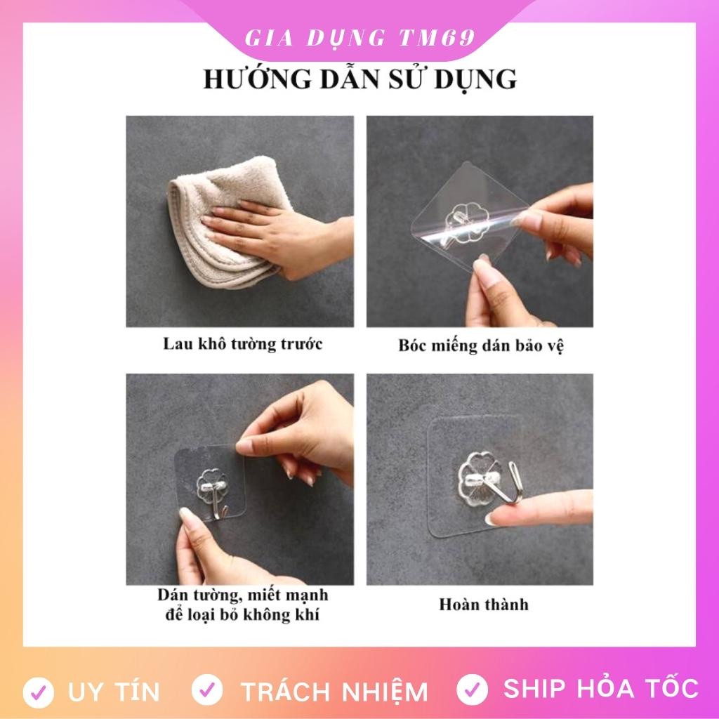 Combo 10 Móc Dán Tường Chịu Lực Siêu Dính Trong Suốt Đa Năng, Móc Treo Tường Treo Đồ Dính Tường