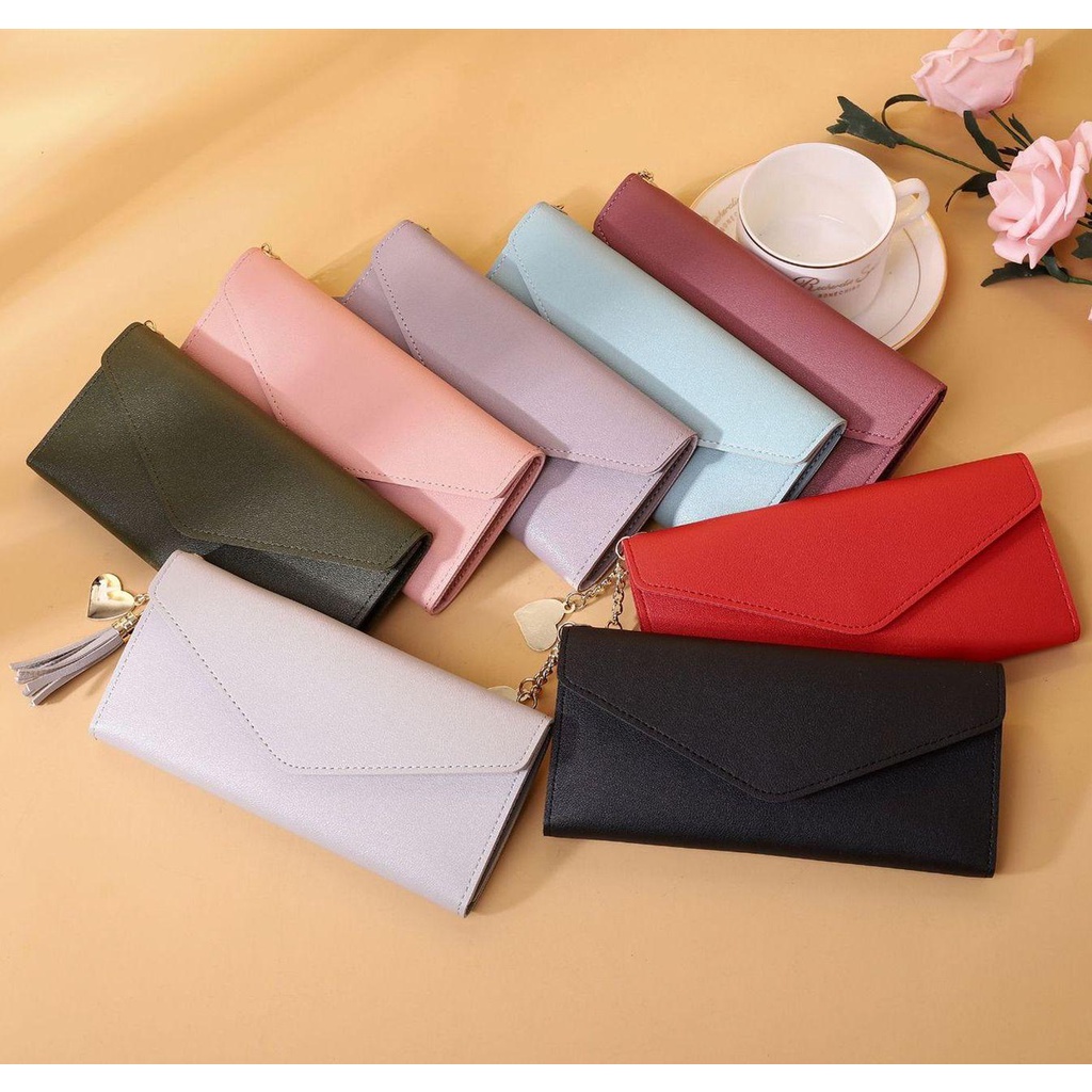 LEILY Ví Đựng Tiền Có Khóa Kéo Phối Tua Rua Thời Trang Cho Nữ