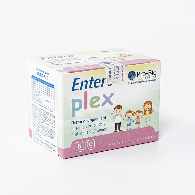 Men vi sinh Entero Plex - Bổ sung lợi khuẩn đường ruột, Hộp 6 ống x 10 ml