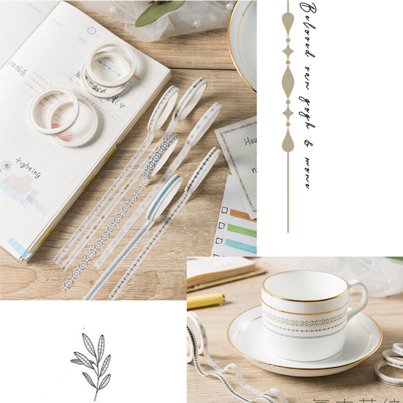 Bộ 10 Cuộn Băng Dán Washi Họa Tiết Tinh Tế 5mm X 2m
